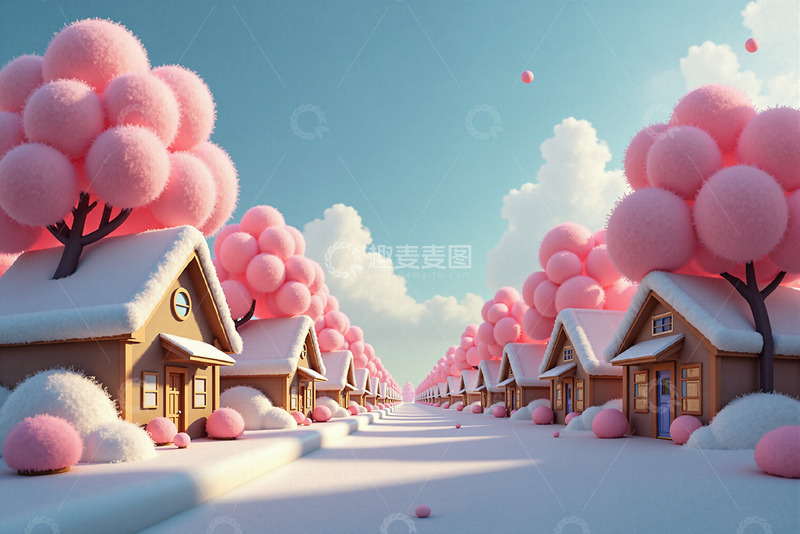 高清大图下载【趣麦麦图】羊绒雪景小镇