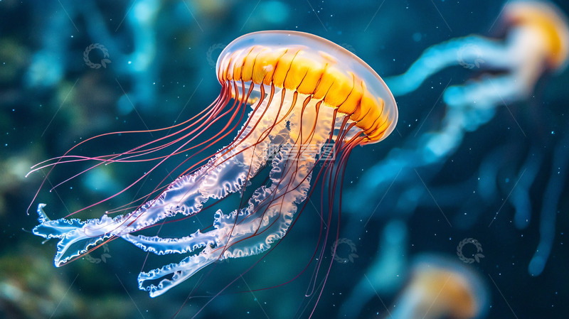 高清大图下载【趣麦麦图】橙色水母特写高清图片
