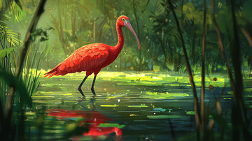 红鹮沼泽湿地环境