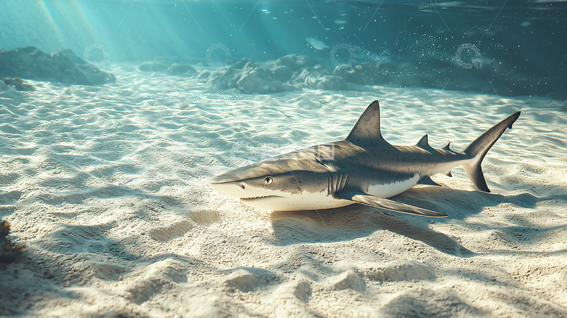 高清大图下载【趣麦麦图】浅海沙地上的鲨鱼
