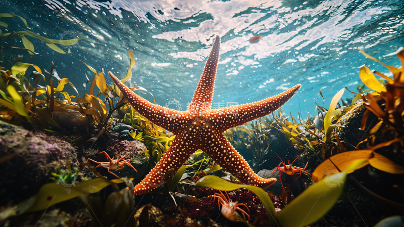 高清大图下载【趣麦麦图】海星在海底的近景特写