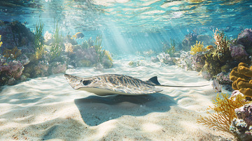 阳光透过海水照射在珊瑚礁