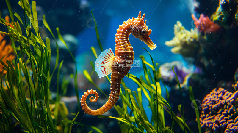 高清大图下载【趣麦麦图】海马在水草中优雅畅游