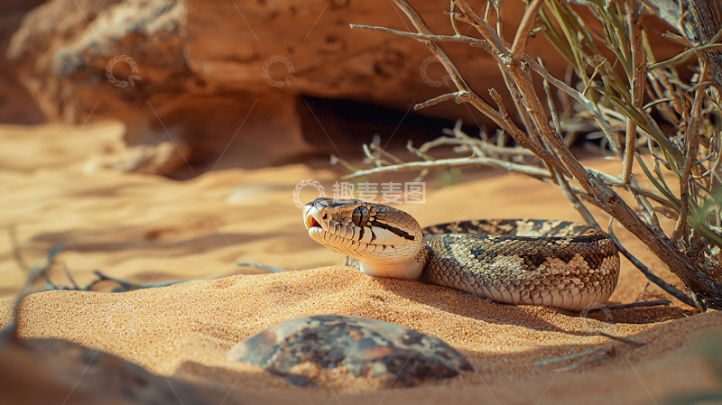 高清大图下载【趣麦麦图】沙漠里一条蛇