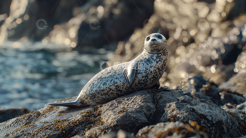 高清大图下载【趣麦麦图】海豹幼崽在岩石上休息