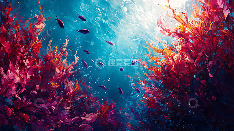 高清大图下载【趣麦麦图】海底珊瑚礁鱼群