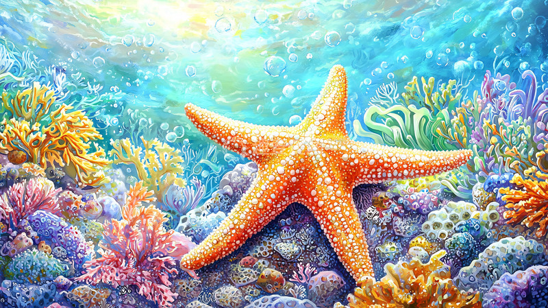 高清大图下载【趣麦麦图】阳光下的橙色海星