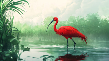 红鹮在水中高清图片