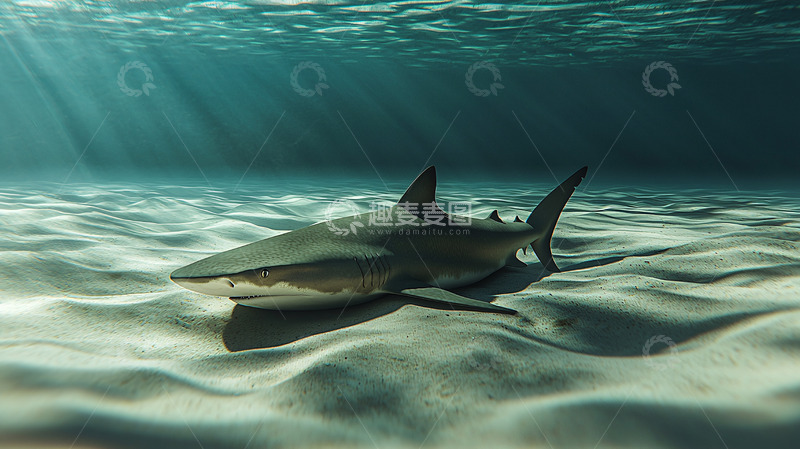 高清大图下载【趣麦麦图】浅海沙地上的鲨鱼