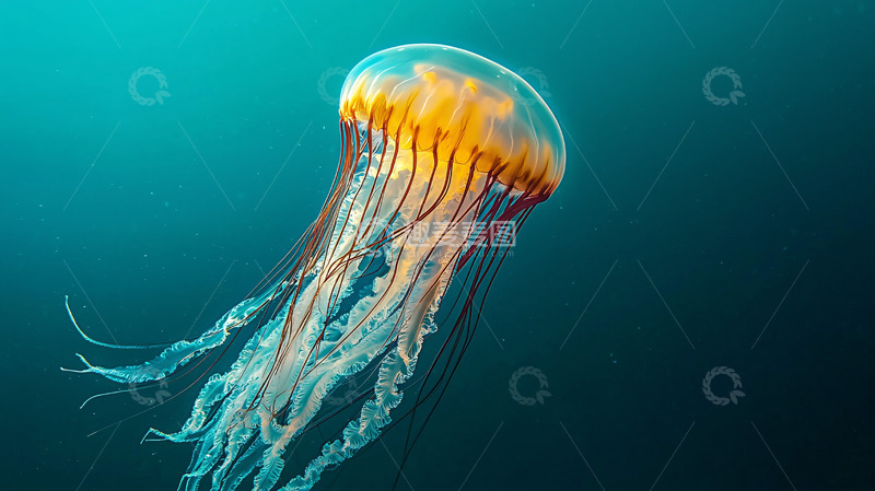 高清大图下载【趣麦麦图】水中橙色水母