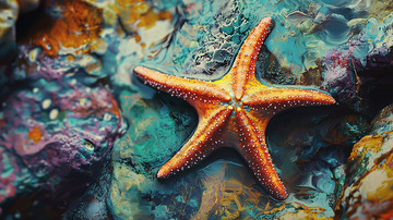 彩色海星礁石背景