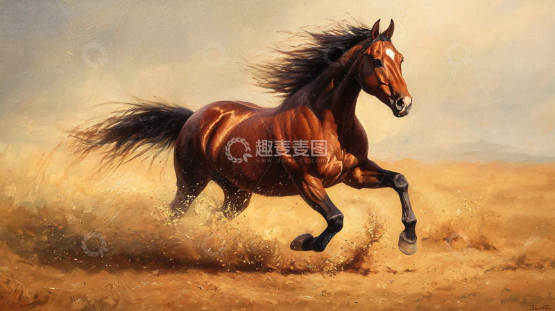 高清大图下载【趣麦麦图】奔腾的棕色骏马