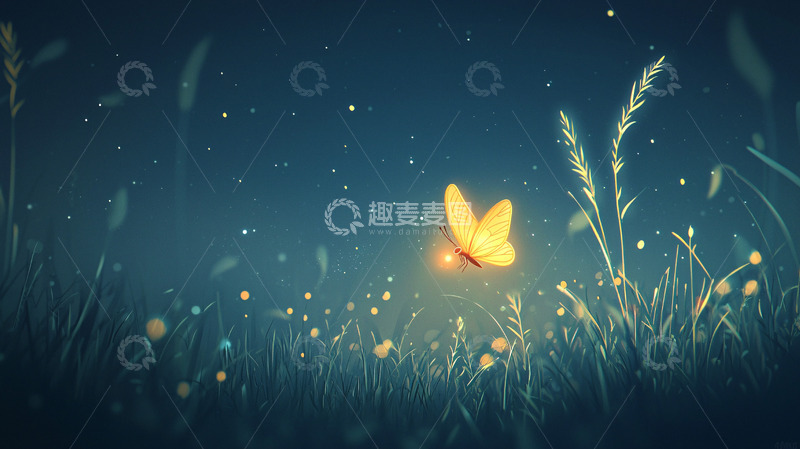 高清大图下载【趣麦麦图】夜空中发光的蝴蝶