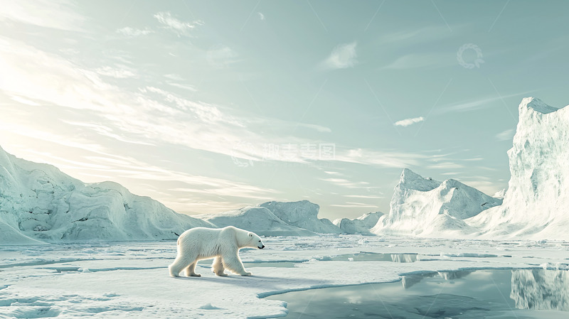 高清大图下载【趣麦麦图】北极熊冰川雪地
