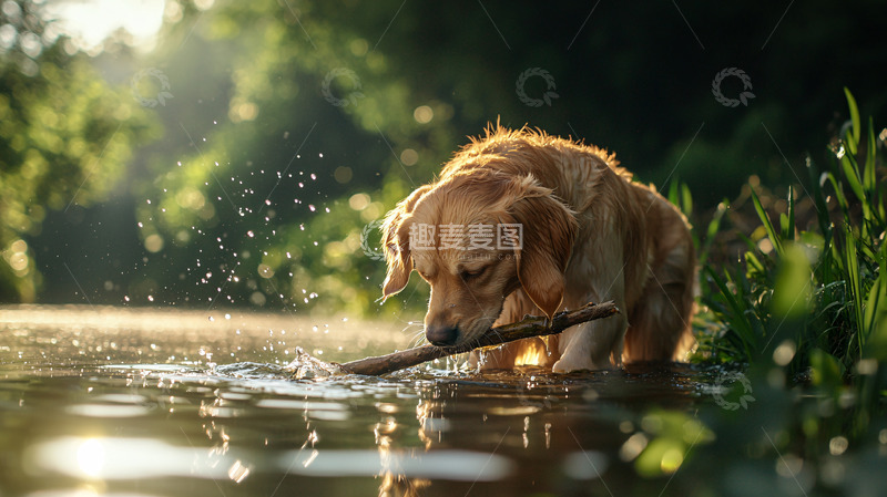 高清大图下载【趣麦麦图】金毛寻回犬玩耍