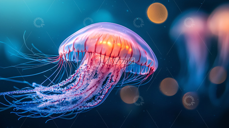 高清大图下载【趣麦麦图】深海红色水母高清图片