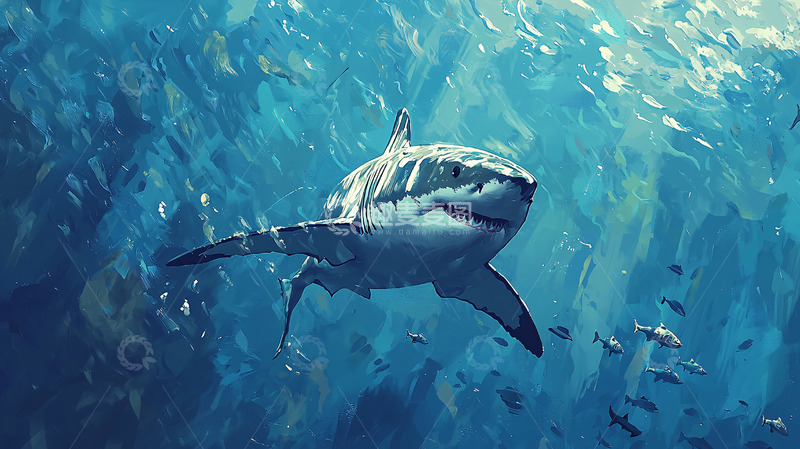 高清大图下载【趣麦麦图】深海大白鲨高清图片