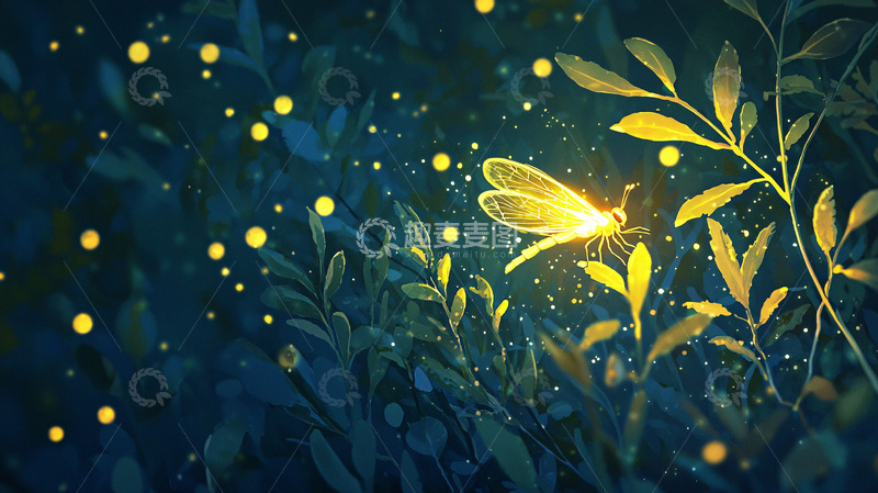 高清大图下载【趣麦麦图】萤火虫与发光植物