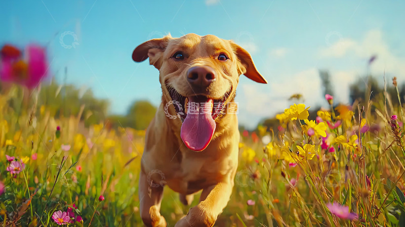 高清大图下载【趣麦麦图】快乐狗狗田园风光