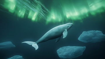 极地白鲸与北极光