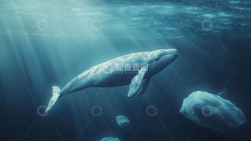 高清大图下载【趣麦麦图】深海中孤独的鲸鱼
