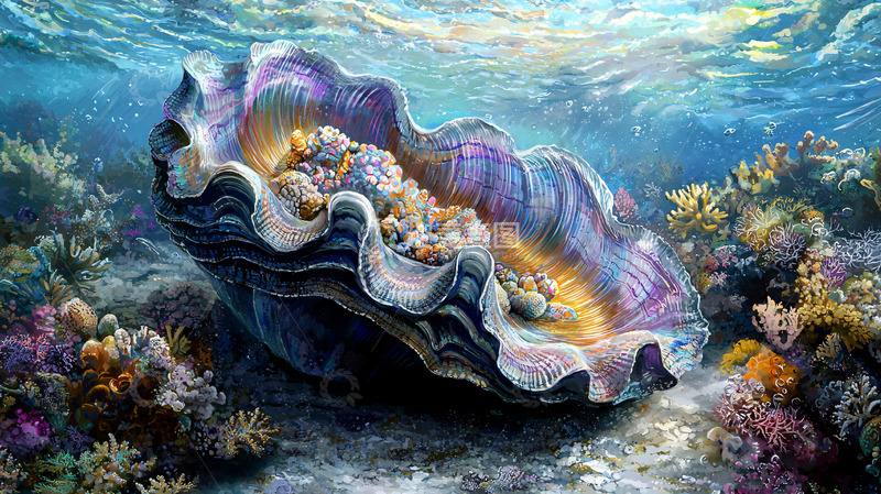 高清大图下载【趣麦麦图】巨型砗磲贝海底奇观