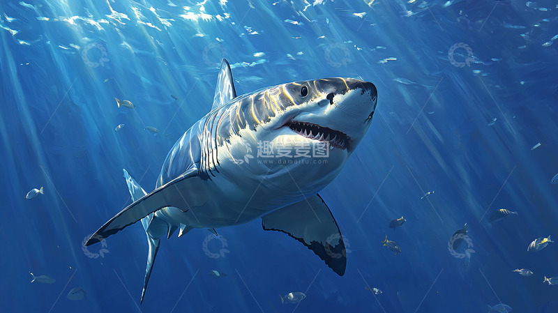 高清大图下载【趣麦麦图】阳光下的大白鲨