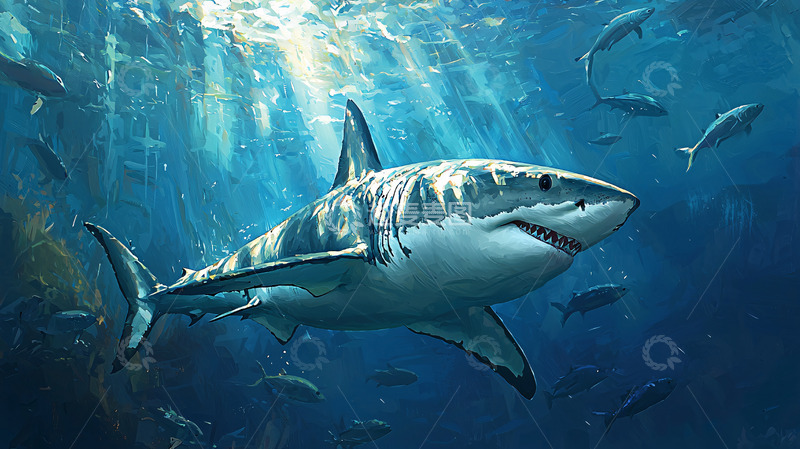 高清大图下载【趣麦麦图】大白鲨海洋高清图片