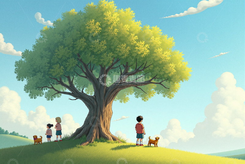 高清大图下载【趣麦麦图】大树下的远方