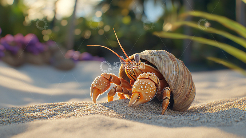 高清大图下载【趣麦麦图】沙滩上寄居蟹特写