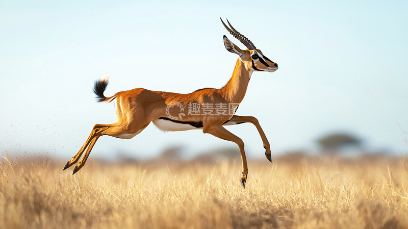 高清大图下载【趣麦麦图】跳跃的瞪羚高清图片