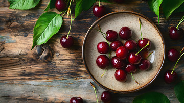 俯瞰特写车厘子图片