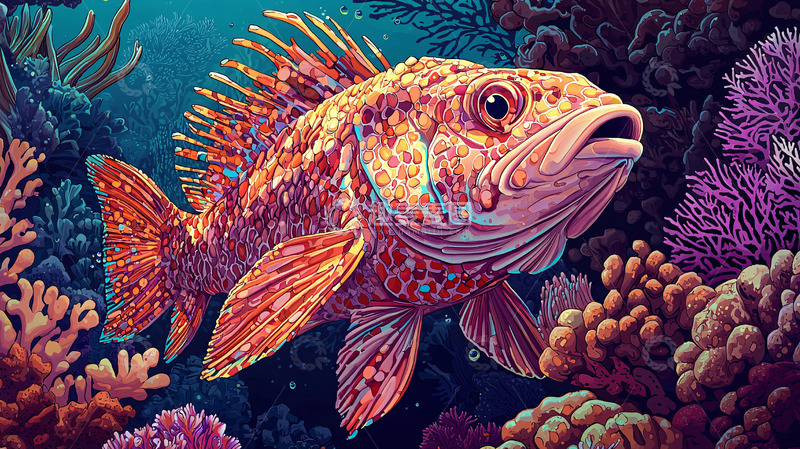 高清大图下载【趣麦麦图】多彩岩鱼珊瑚礁高清图