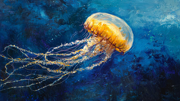 深海黄色水母高清图片