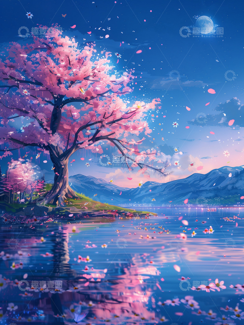 高清大图下载【趣麦麦图】花影倒影湖水中