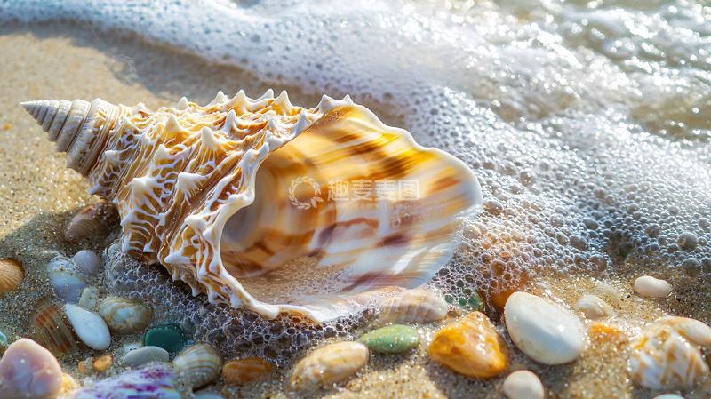高清大图下载【趣麦麦图】海滩边美丽的贝壳