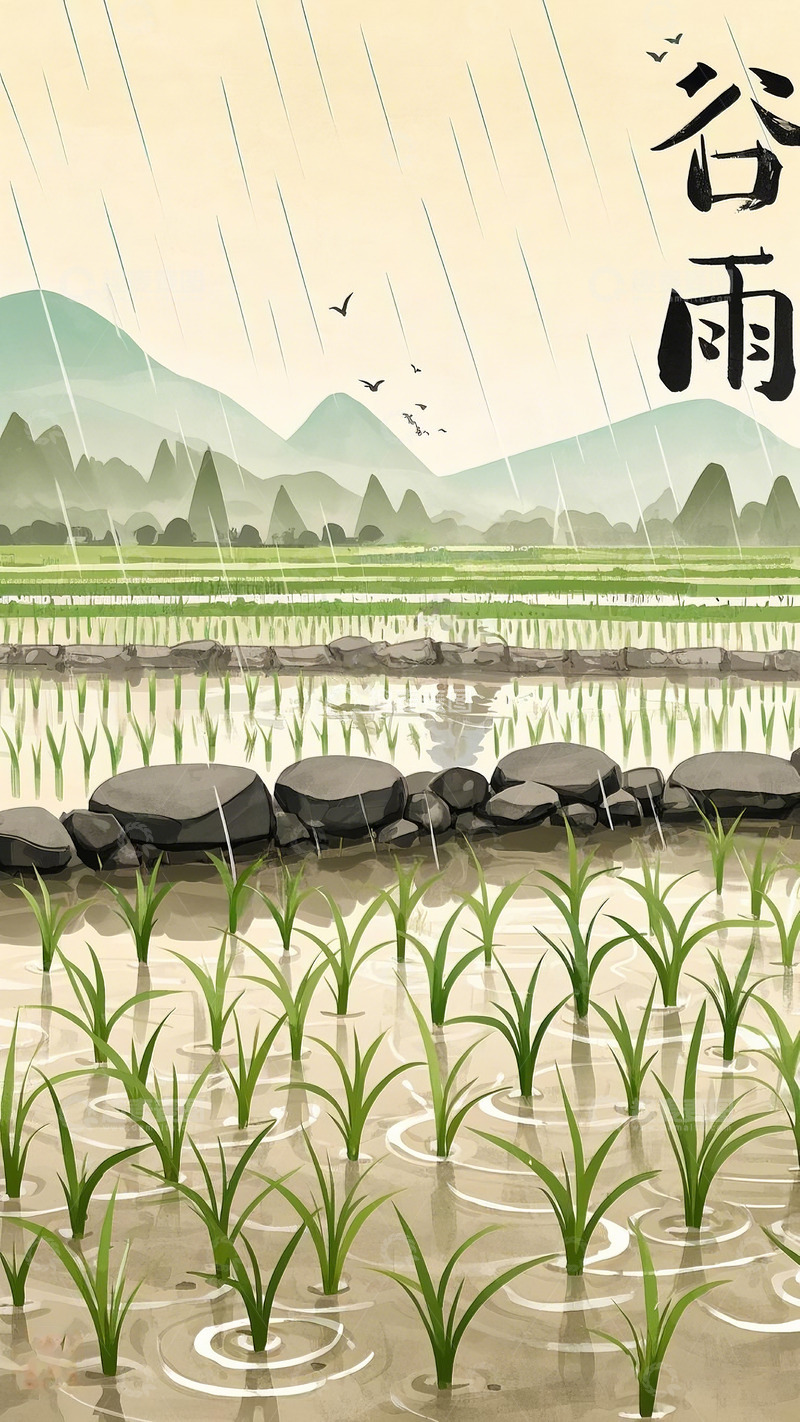 谷雨节气海报插画2