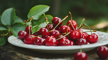 清新一盘车厘子图片