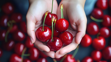 手捧车厘子图片