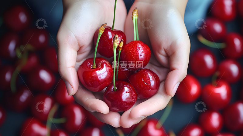 高清大图下载【趣麦麦图】手捧车厘子图片