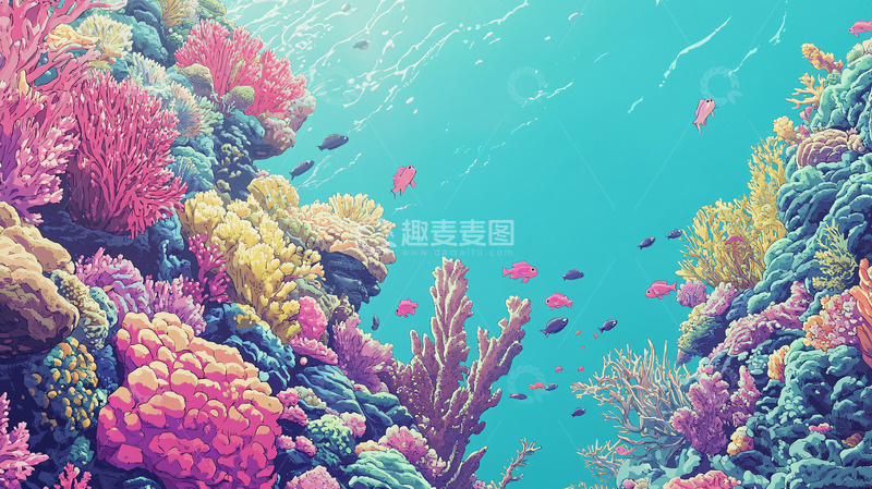 高清大图下载【趣麦麦图】海底珊瑚礁风景