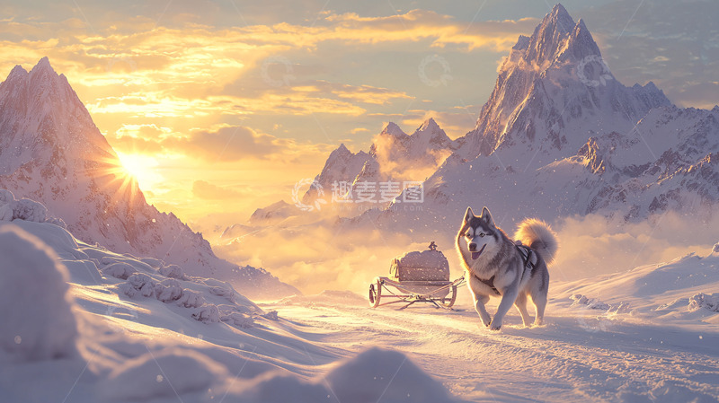 高清大图下载【趣麦麦图】阿拉斯加雪橇