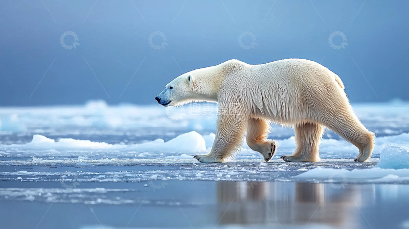 高清大图下载【趣麦麦图】北极熊在冰面上行走