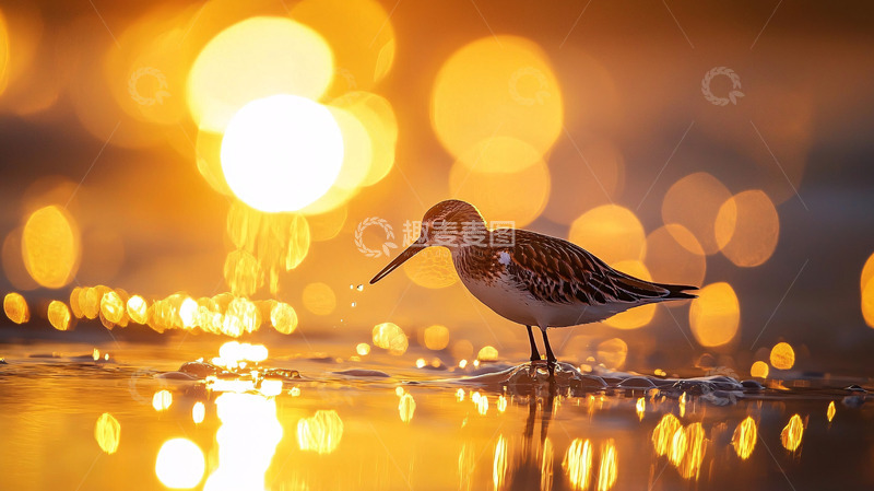 高清大图下载【趣麦麦图】黄昏湿的小鸟