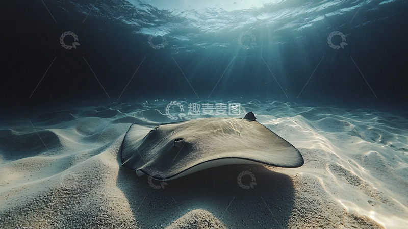 高清大图下载【趣麦麦图】阳光下沙地上的魔鬼鱼