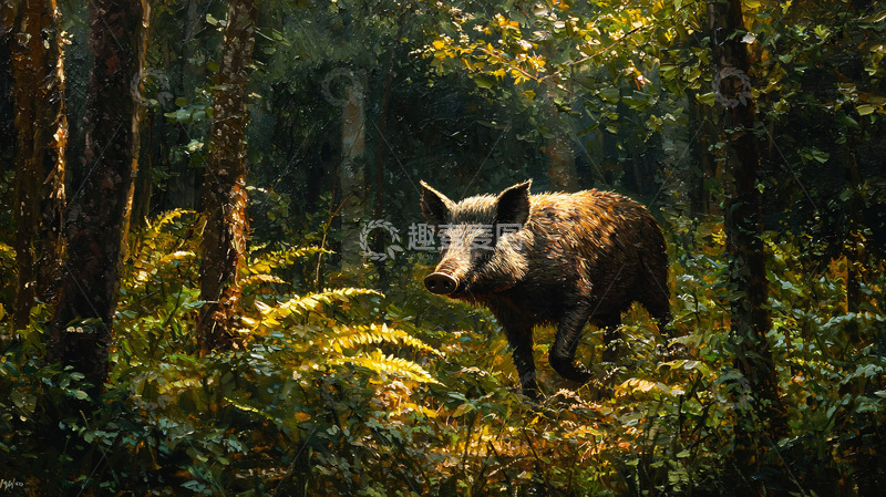 高清大图下载【趣麦麦图】森林野猪高清图片
