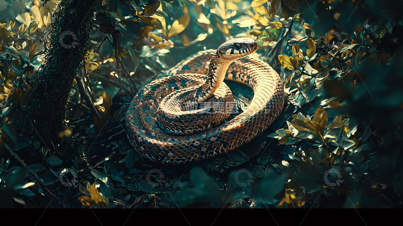 高清大图下载【趣麦麦图】树林里的蛇高清图片