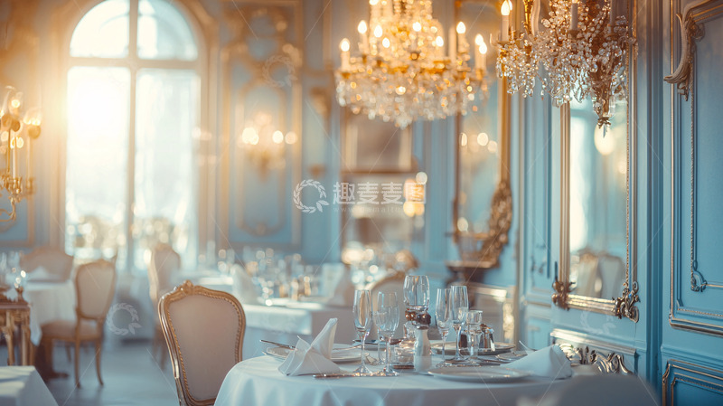 高清大图下载【趣麦麦图】蓝色调奢华餐厅