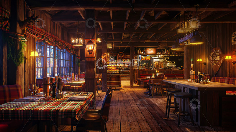 高清大图下载【趣麦麦图】温暖木质乡村风格餐厅