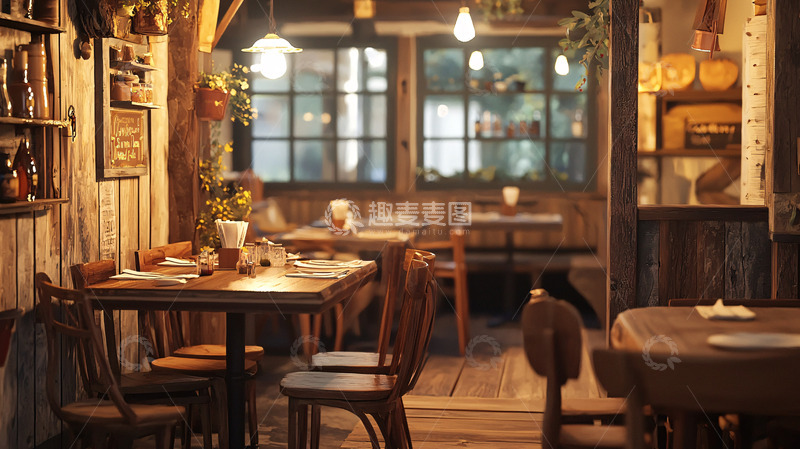高清大图下载【趣麦麦图】温暖乡村风格餐厅室内